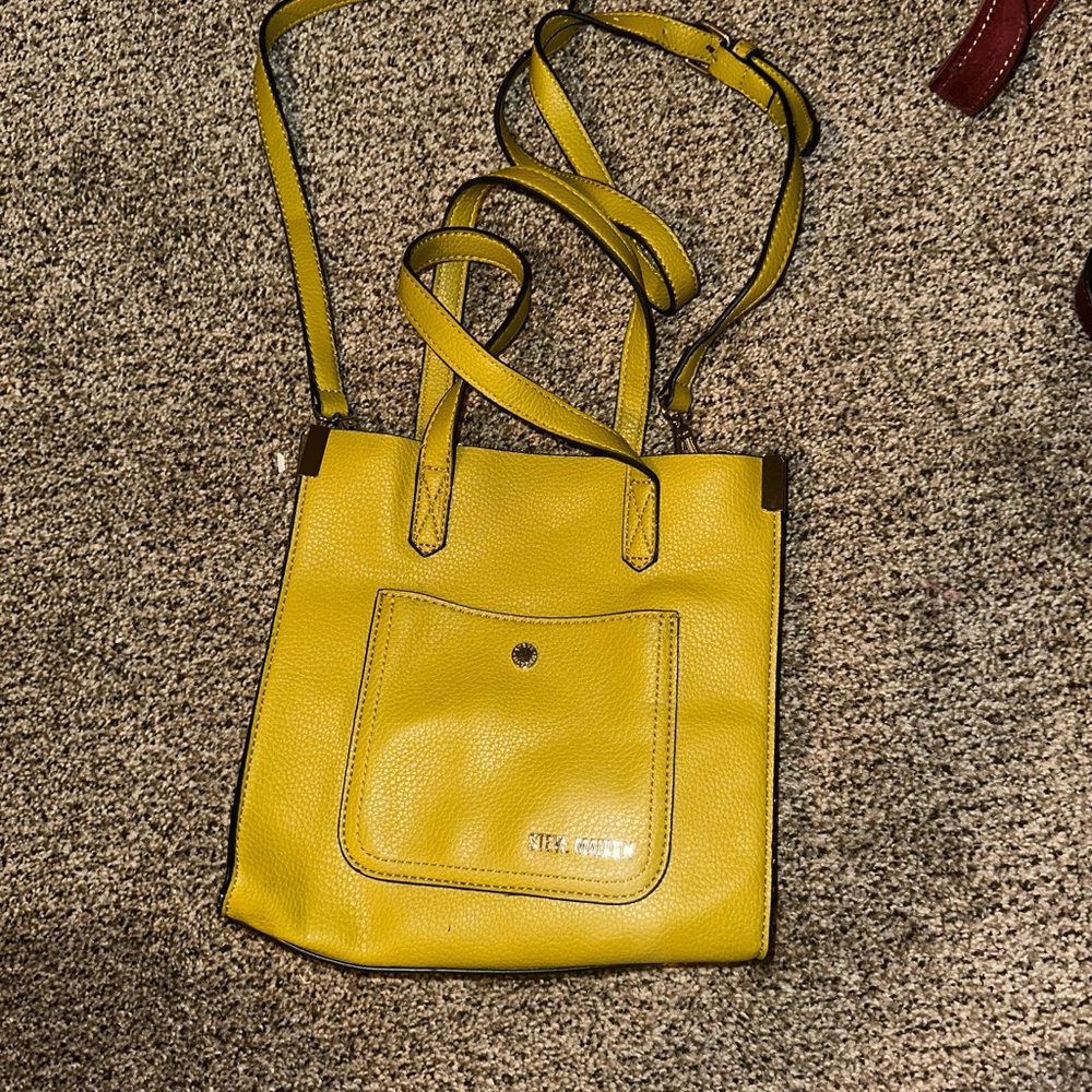 Steve Madden Lime Green Crossbody Bag with Glossy Finish